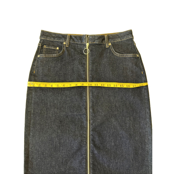 &Denim by H&M Midi Pencil Denim Skirt Women's Size 10 Blue Zipper Front Pockets - Picture 6 of 6